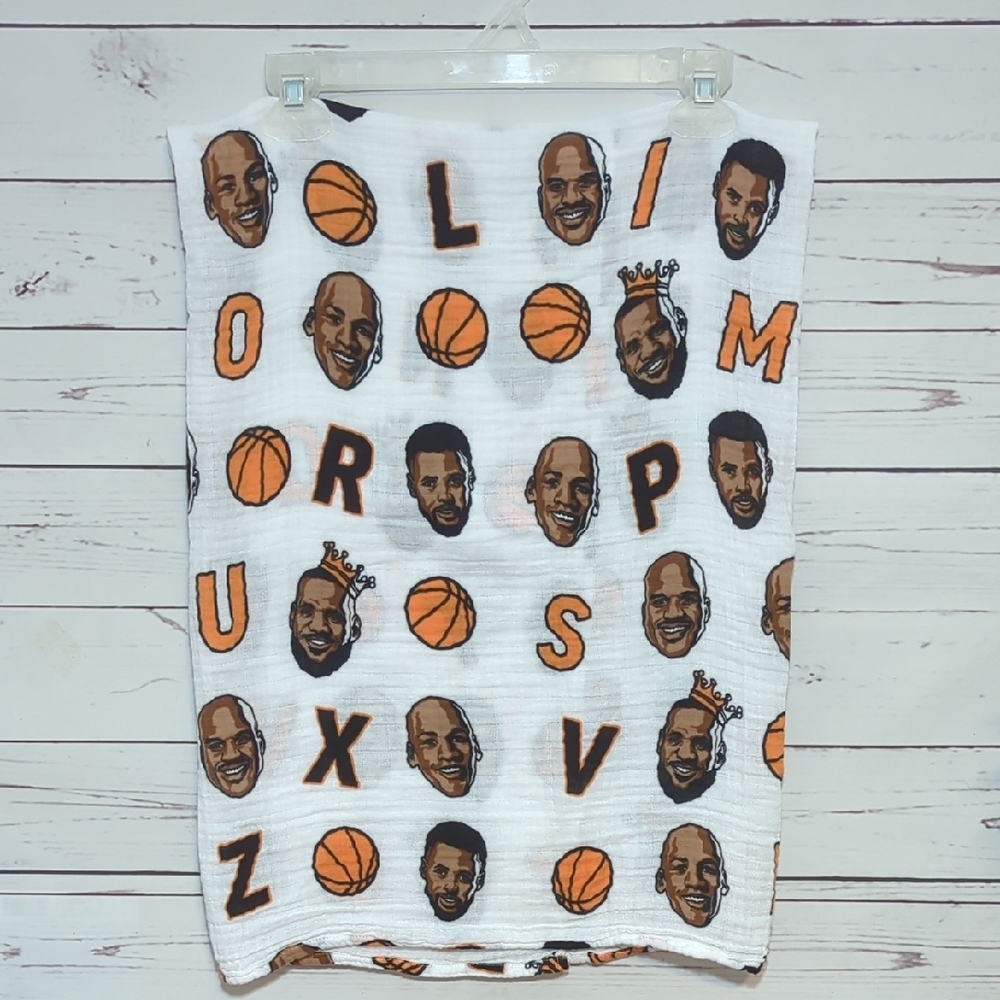 Little Homie Baby Ball Before You Crawl Basketball Muslin Swaddle Blanket Cotton - Picture 2 of 16